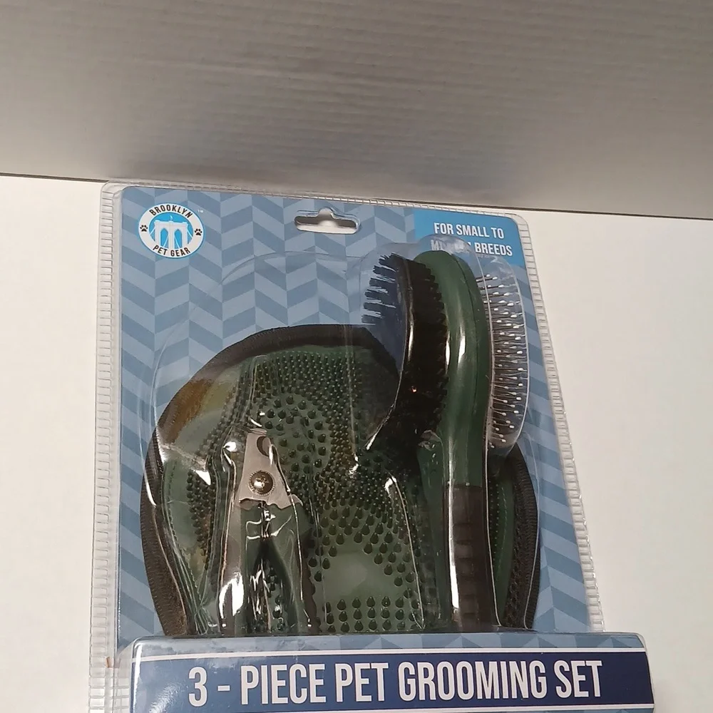 Pet Grooming 3 Piece Set Black Green 3-Way For Small to Medium Breeds NWT